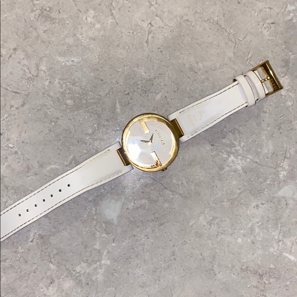 White and Gold Gucci watch